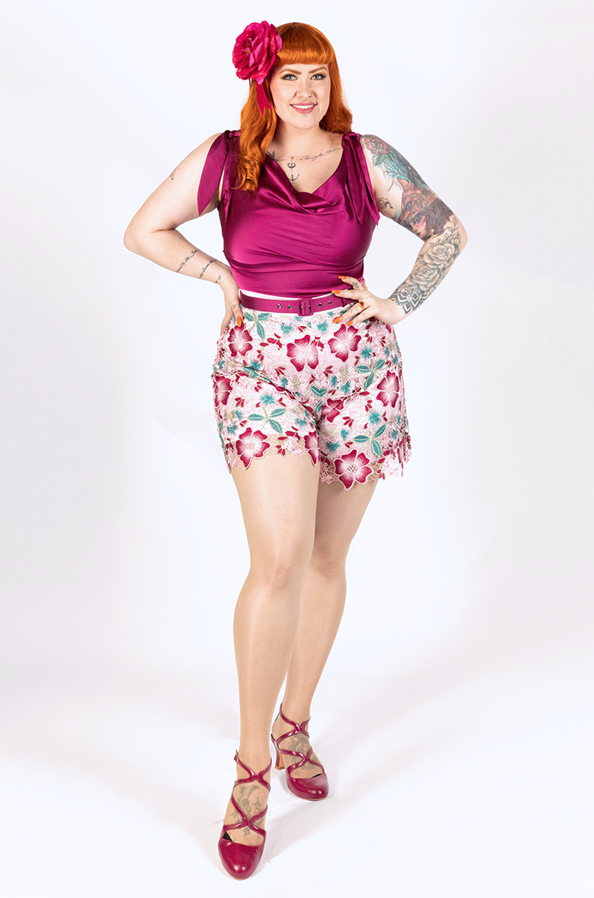 La Vita Romantica Cowl Top (Cherry)
