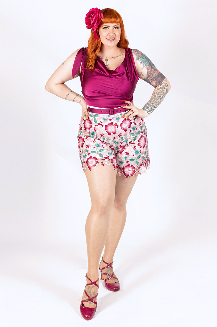 La Vita Romantica Cowl Top (Cherry)