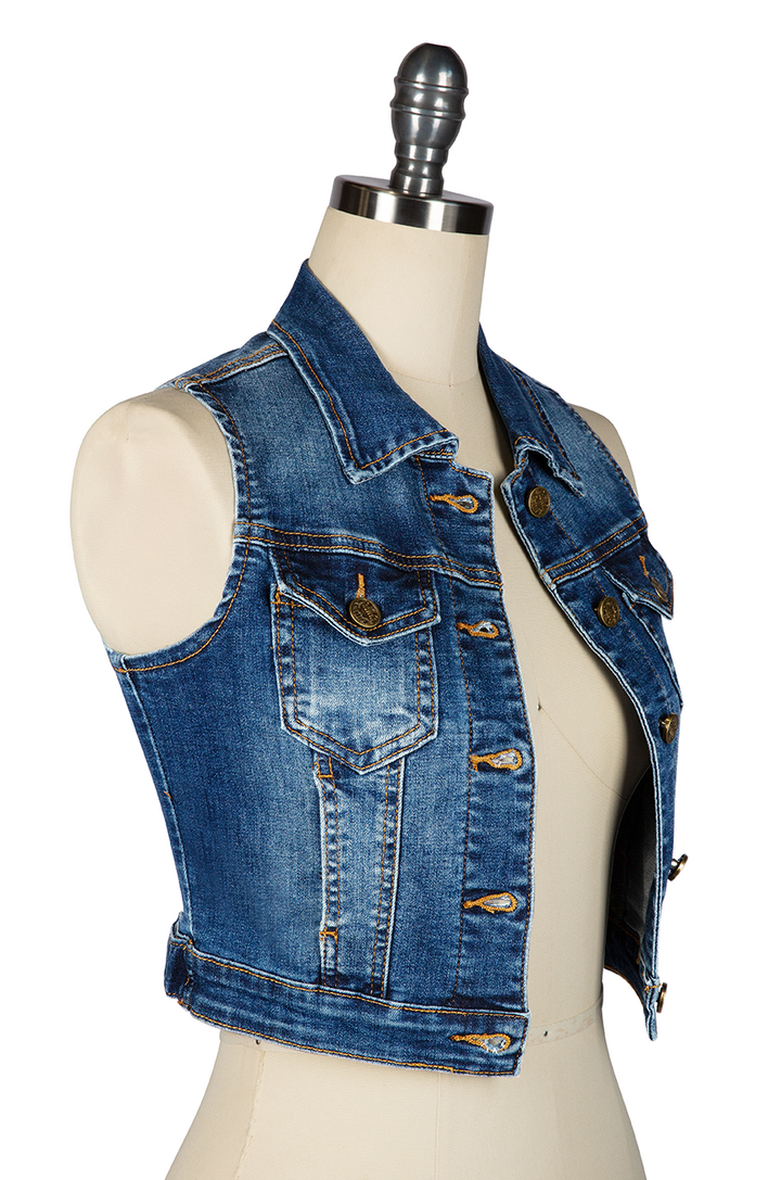 Denver Crop Vest (Dark Denim)