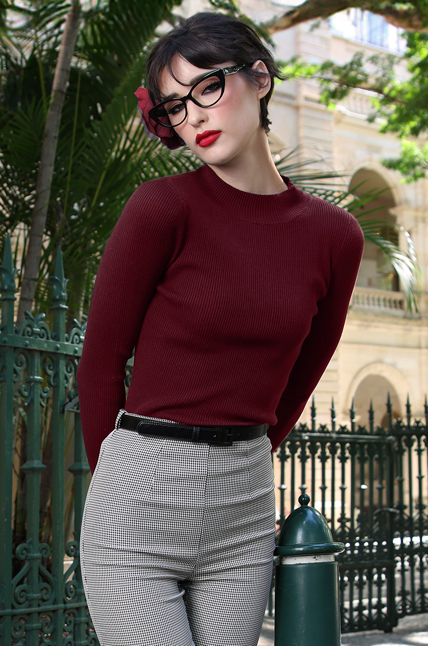 🎁 TurtleNeck Knit Top (Burgundy) (100% off)