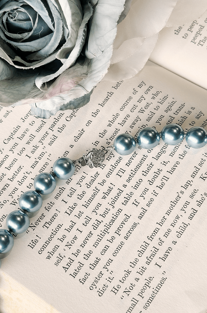 Carmen Short Pearl Necklace (Blue) - Kitten D'Amour