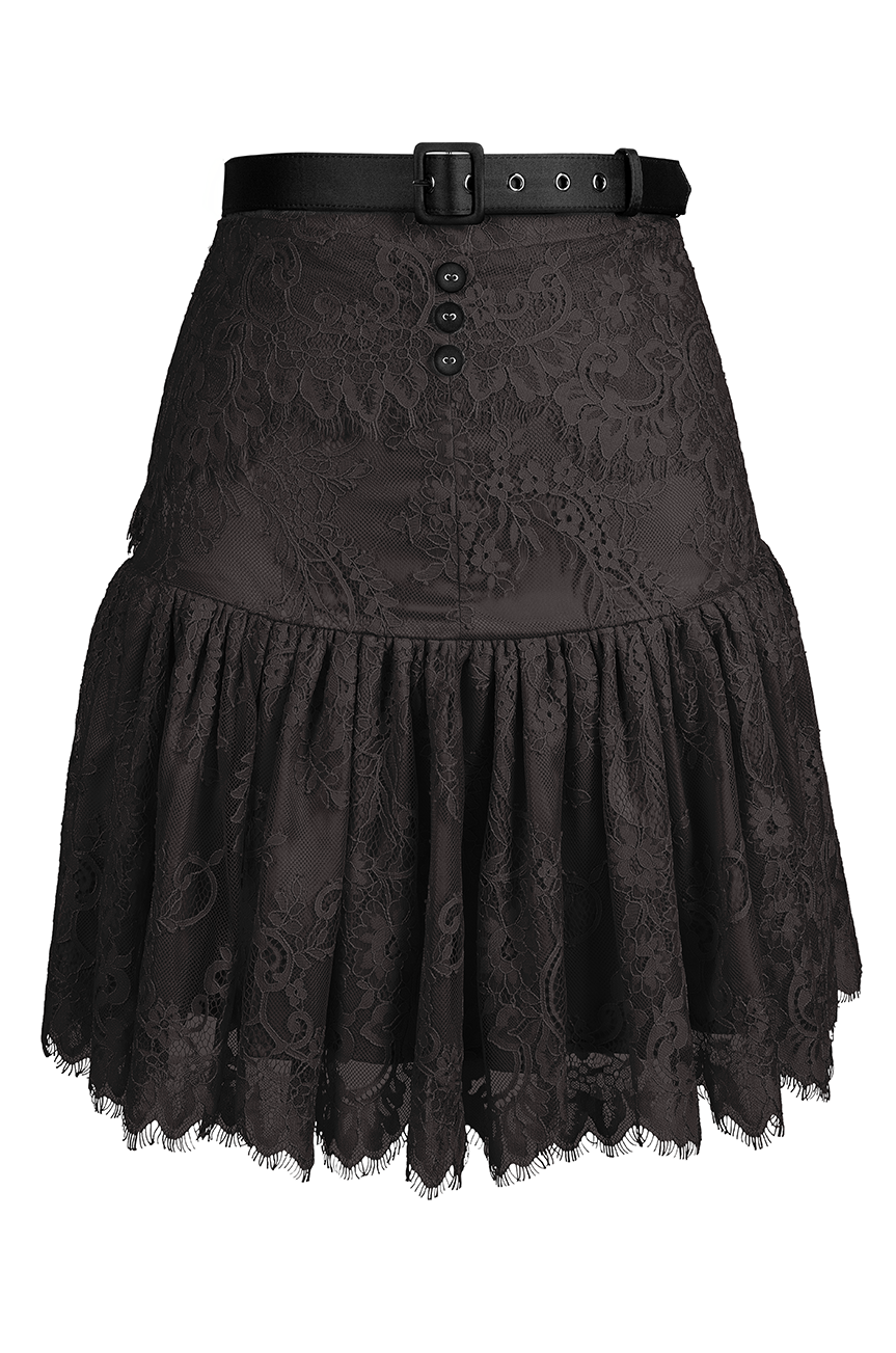 Cosette Lace Flirt Skirt (Black)