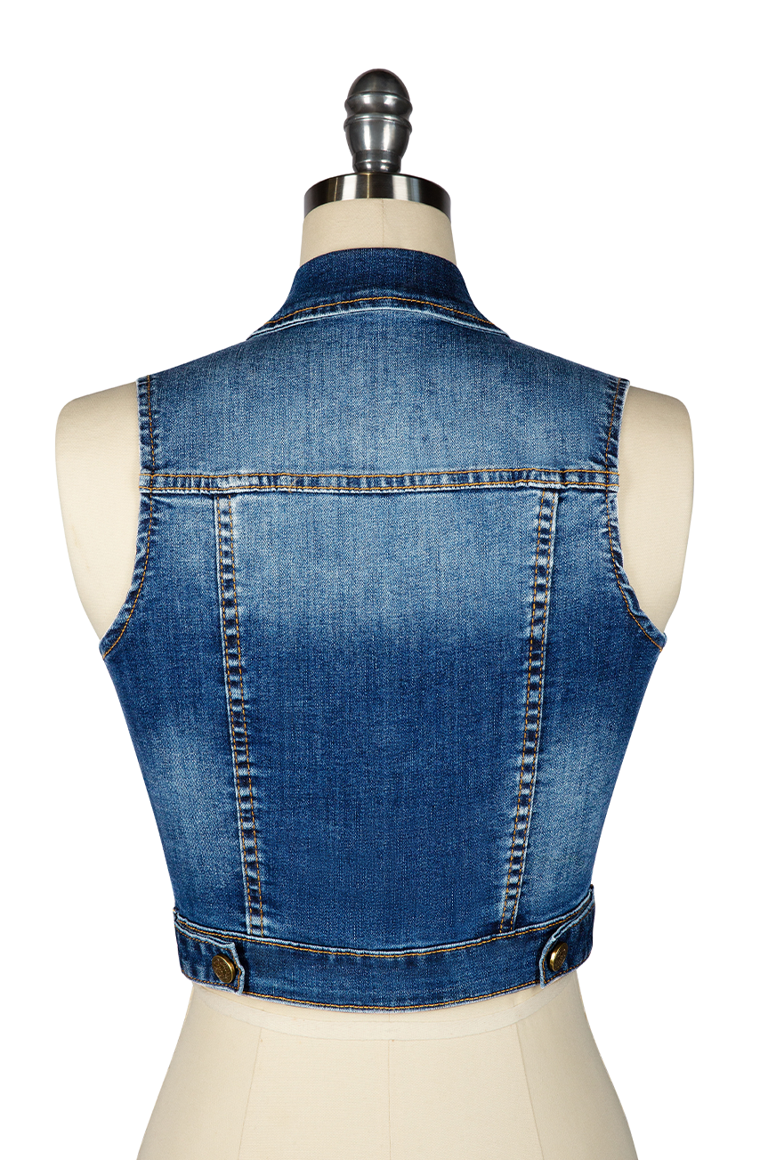 Denver Crop Vest (Dark Denim)