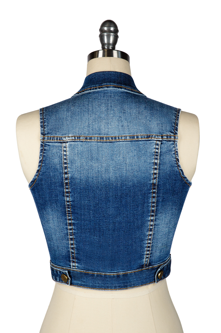 Denver Crop Vest (Dark Denim)