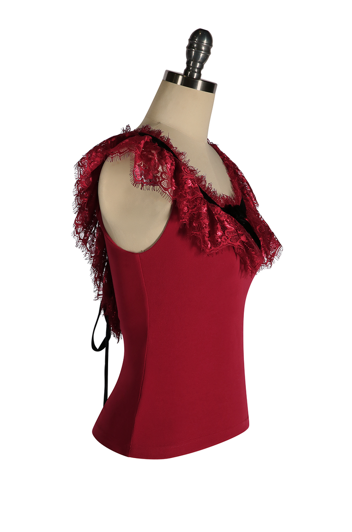 Fifi D'Amour Lace Up Camisole (Garnet Red)