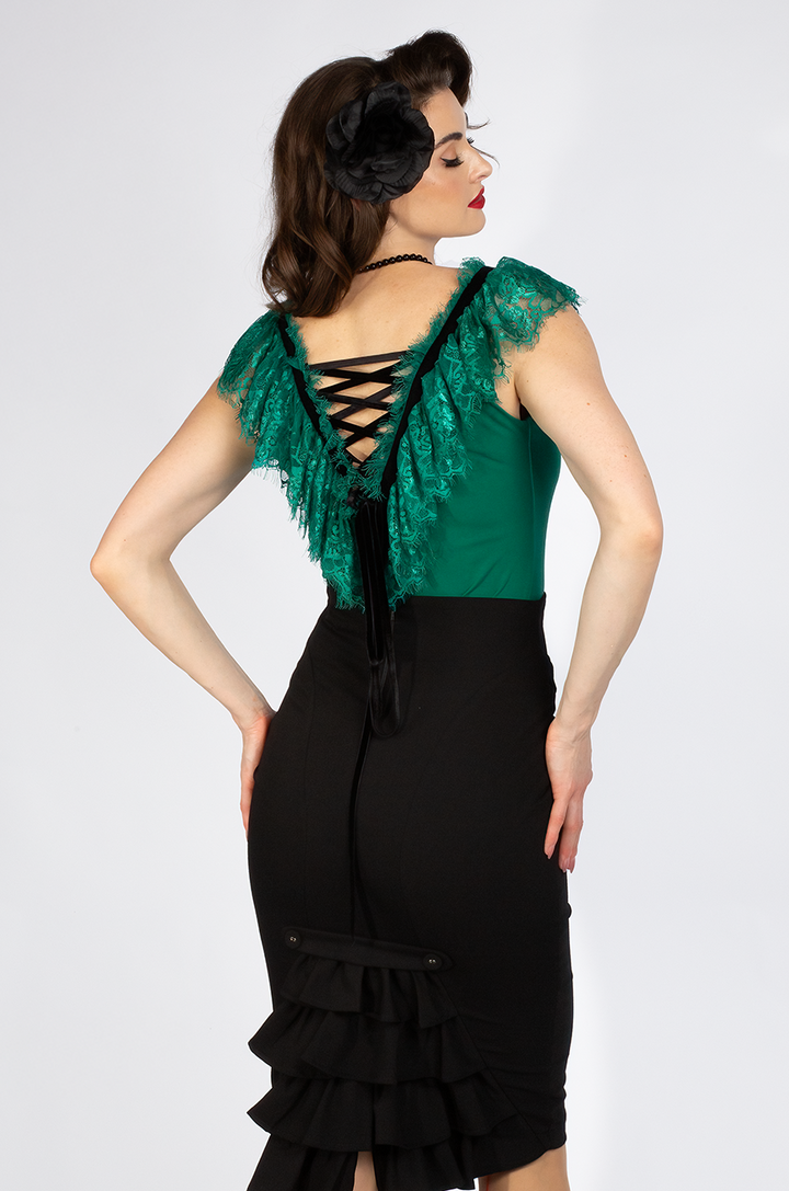 Fifi D'Amour Lace Up Camisole (Emerald Green)