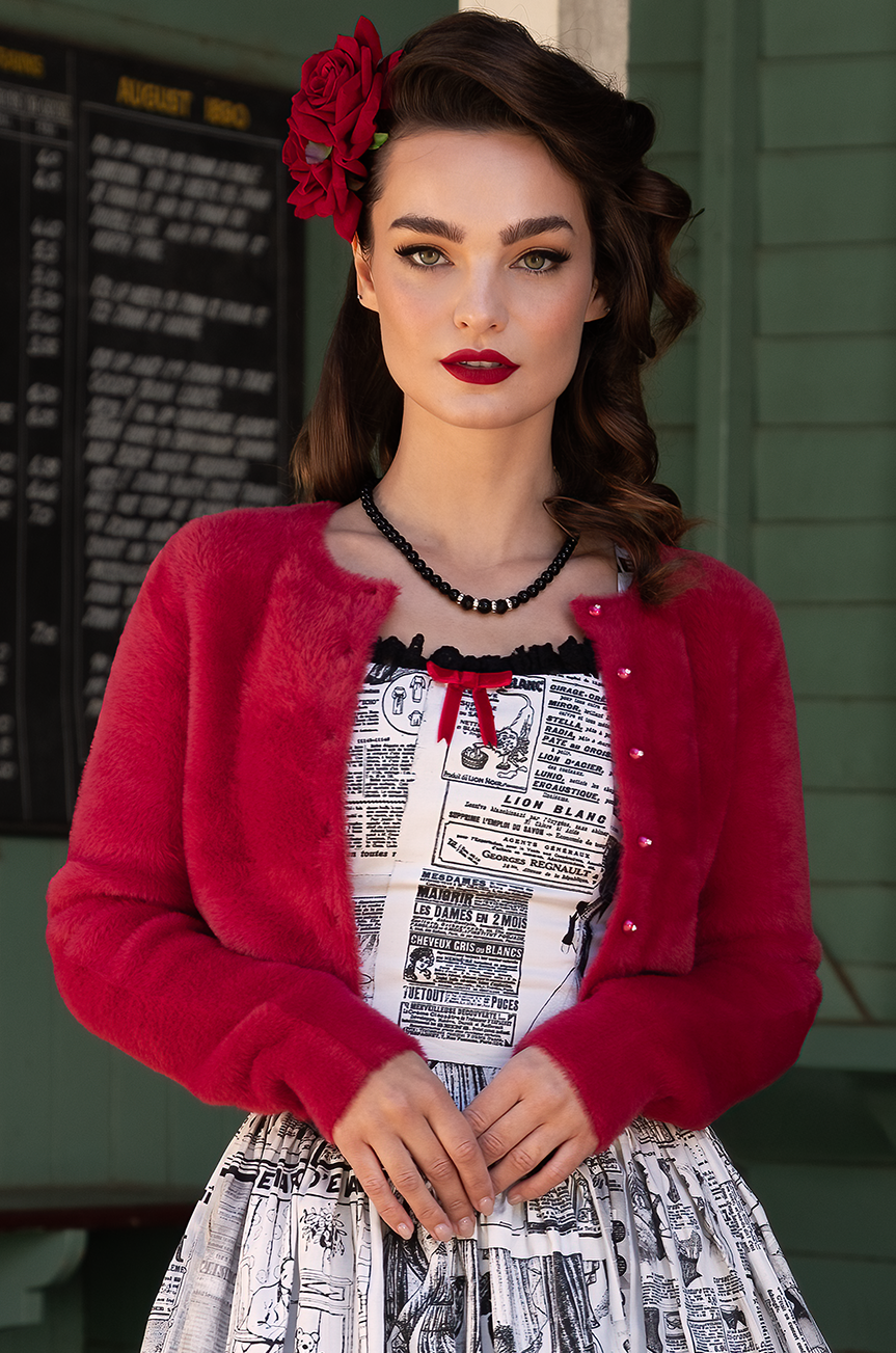 Powder Puff Cardigan (Red)