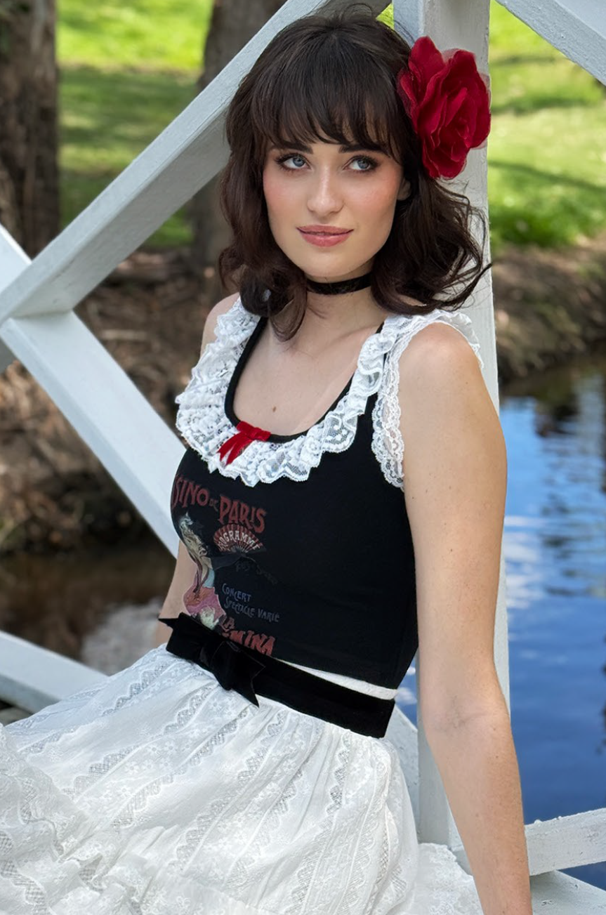 Casino Follies Ruffle Singlet (Black)