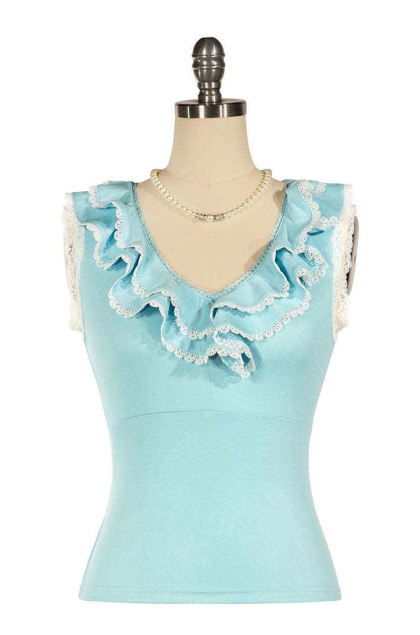 Mayfair Ruffle Jersey Top - Kitten D'Amour