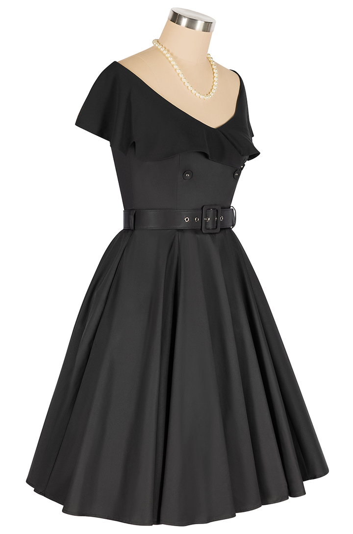 Georgette Collar Dress (Black)