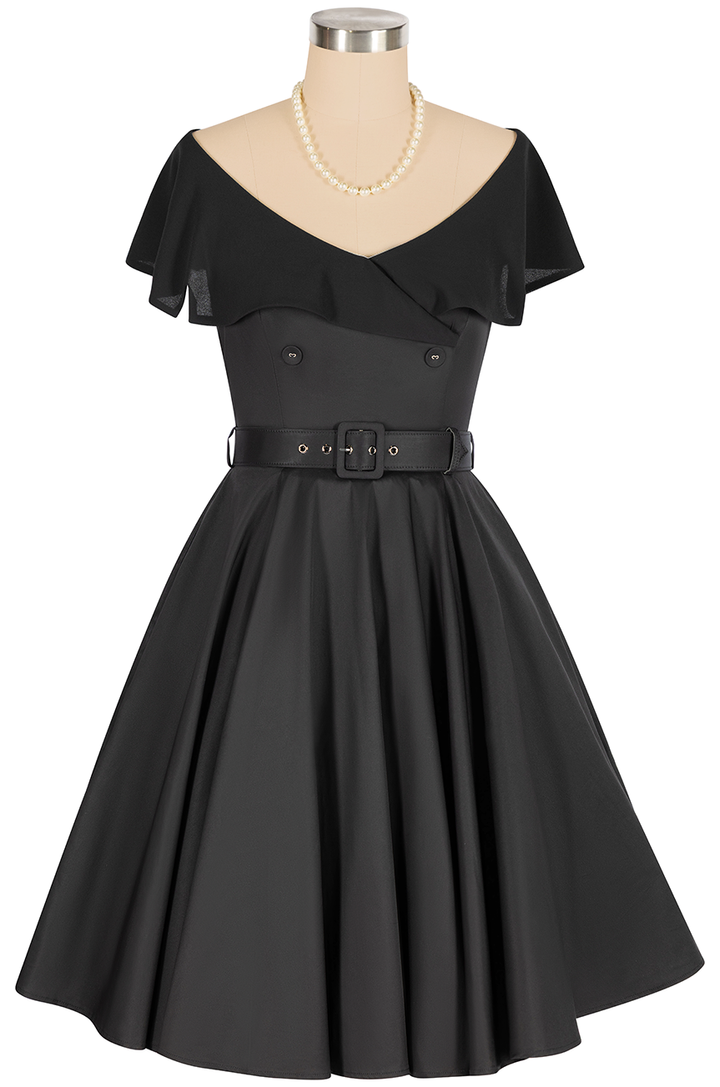 Georgette Collar Dress (Black)