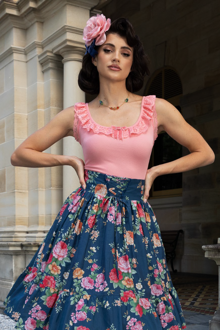 D'Amour Follies Madame Ruffle Singlet (Flamingo Pink) 