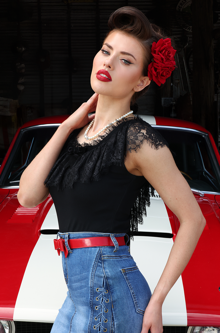 Fifi D'Amour Lace Up Camisole (Black)