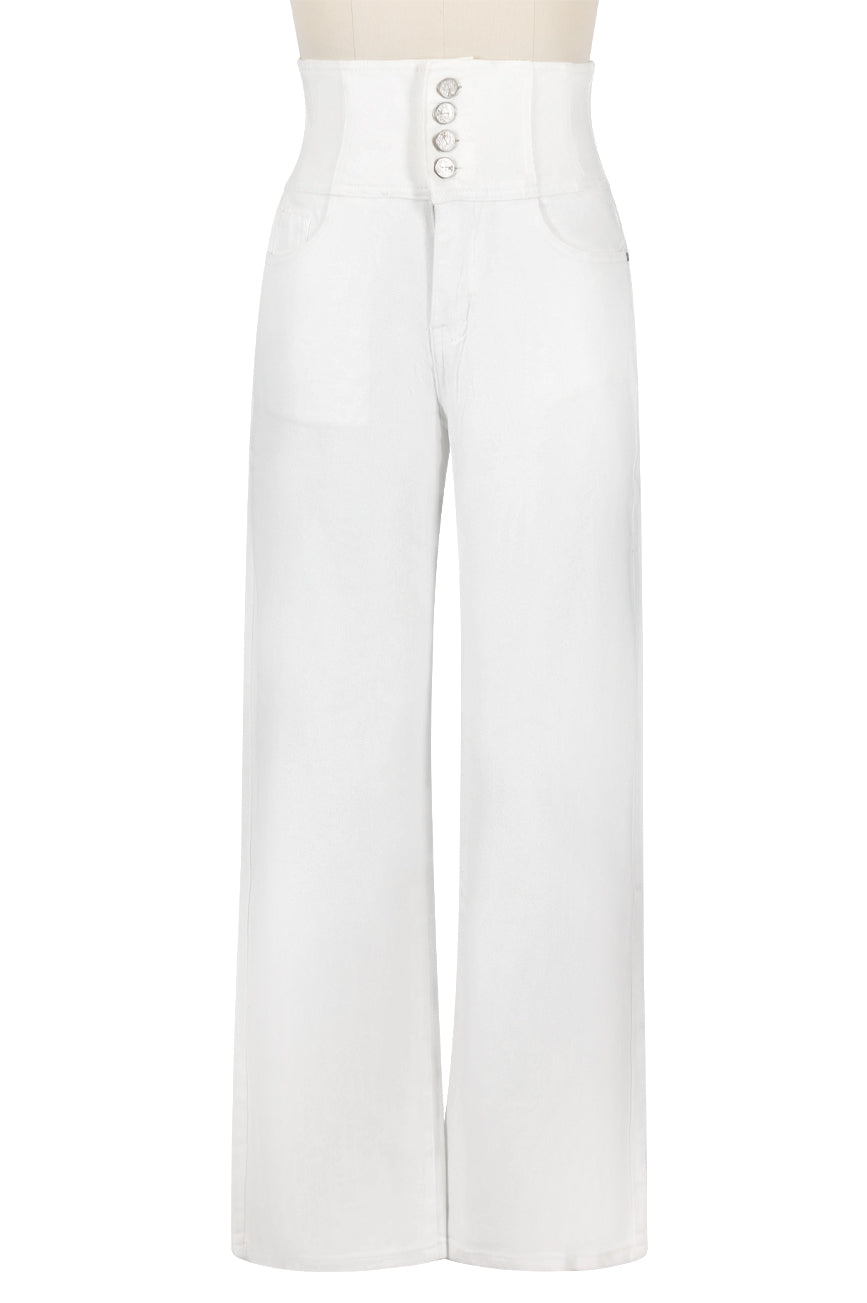 Vegas Wide Leg Denim Jean (White)