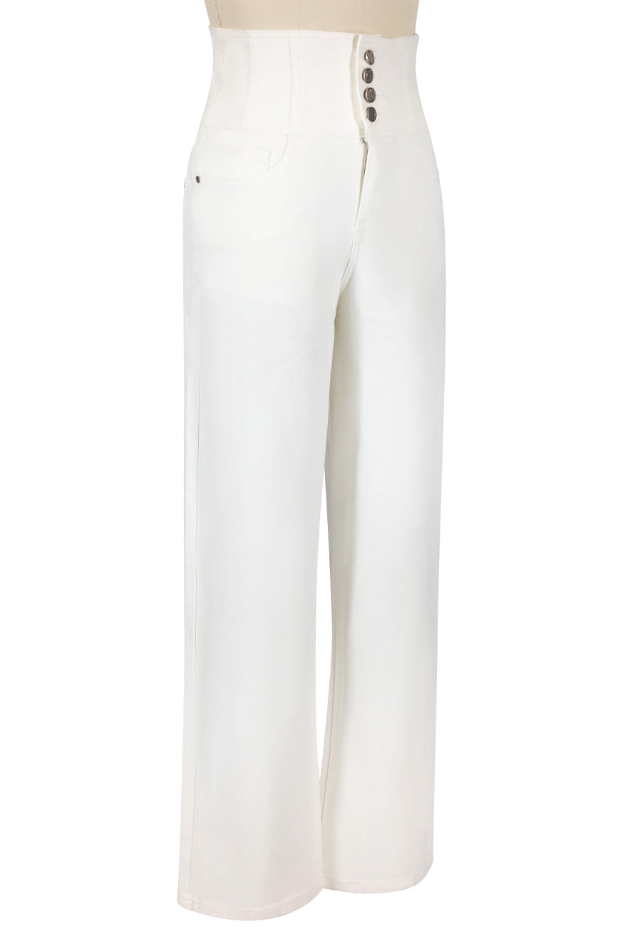 Vegas Wide Leg Denim Jean (White)