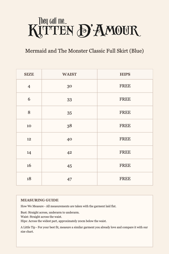 Mermaid and The Monster Classic Full Skirt (Blue)