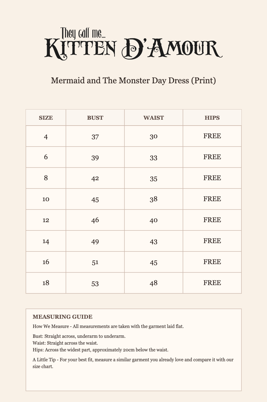 Mermaid and The Monster Day Dress (Print)