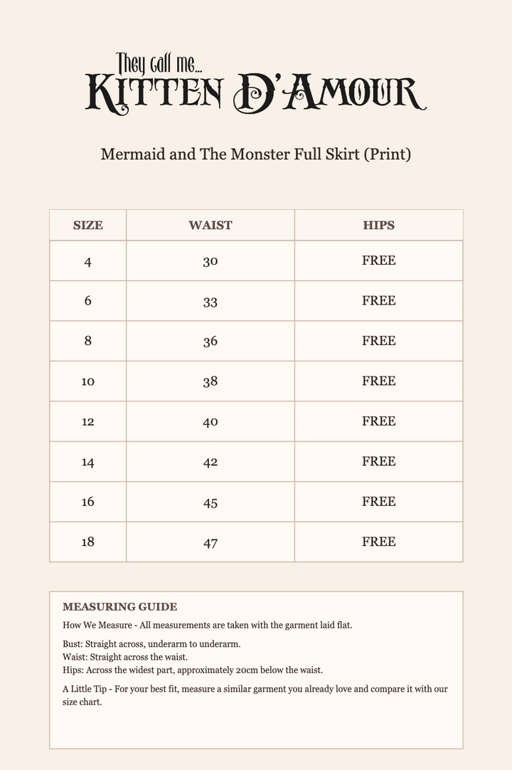 Mermaid and The Monster Full Skirt (Print)