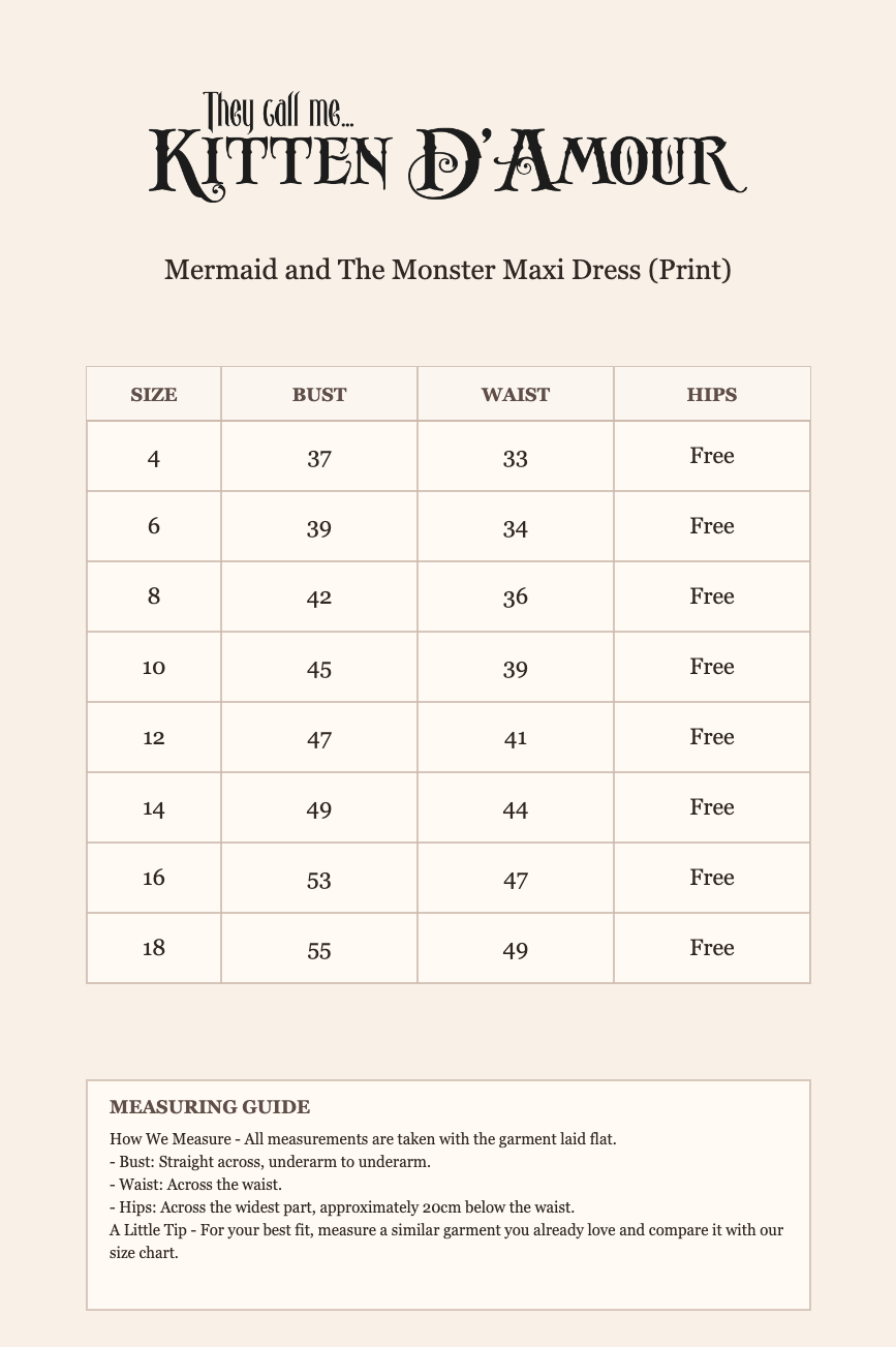 Mermaid and The Monster Maxi Dress (Print)