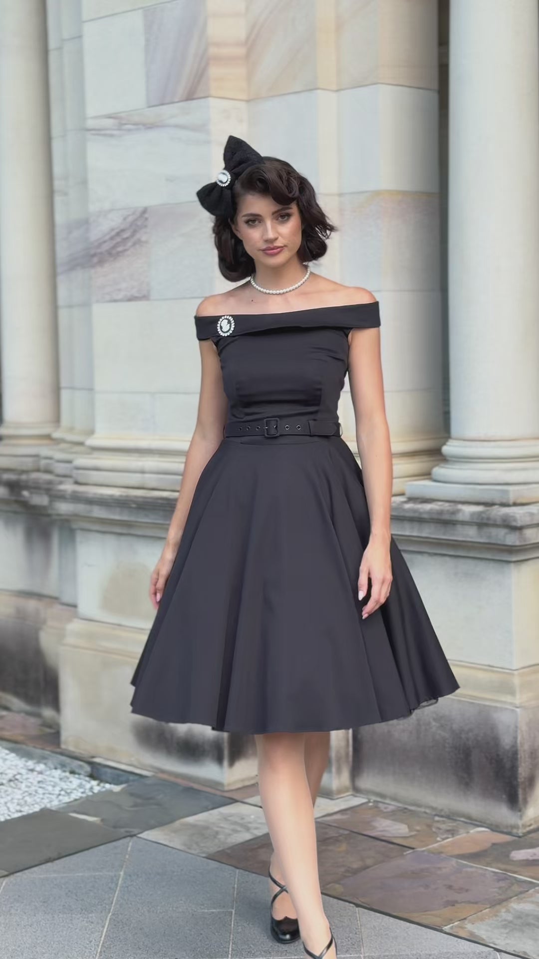 Oriana Belted Dress (Black)