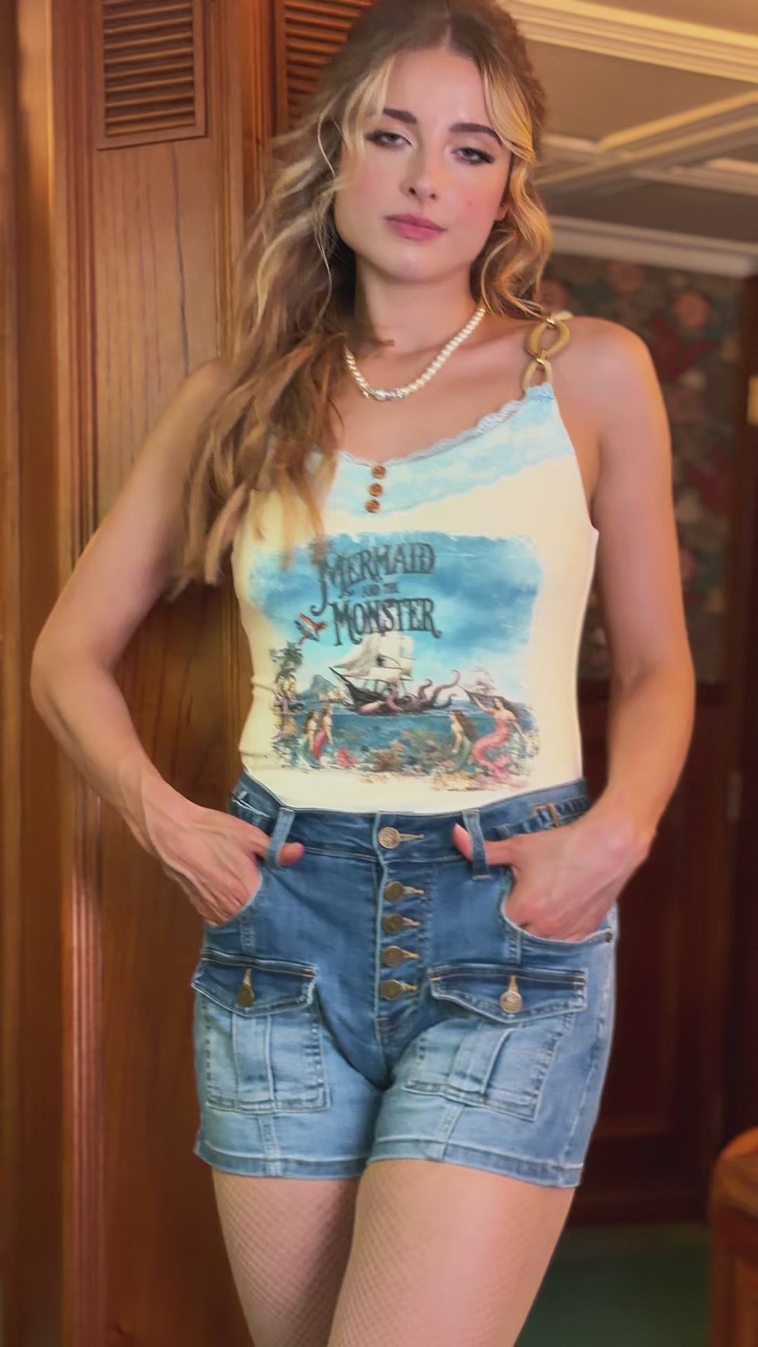 Mermaid and The Monster Jersey Camisole (Cream)