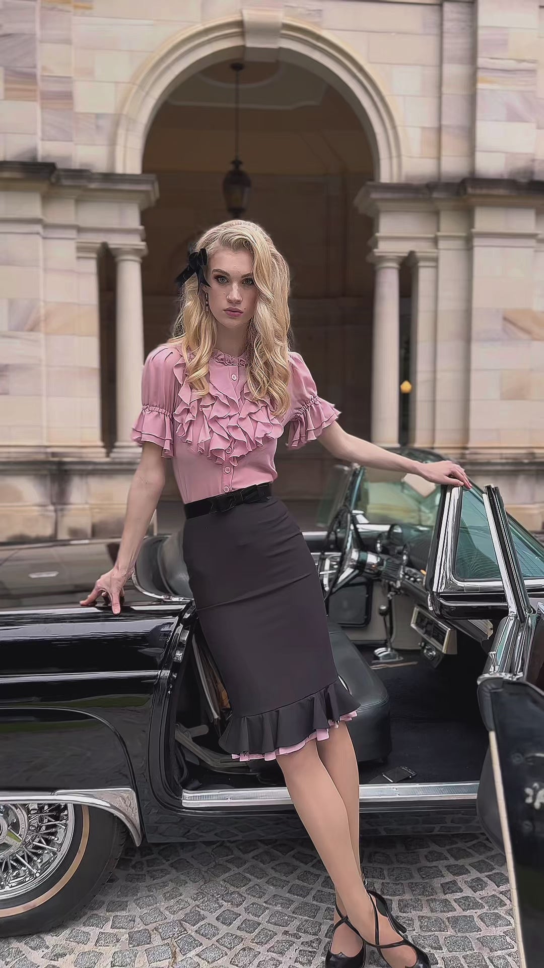 Bombshell Frill Blouse (Pink)