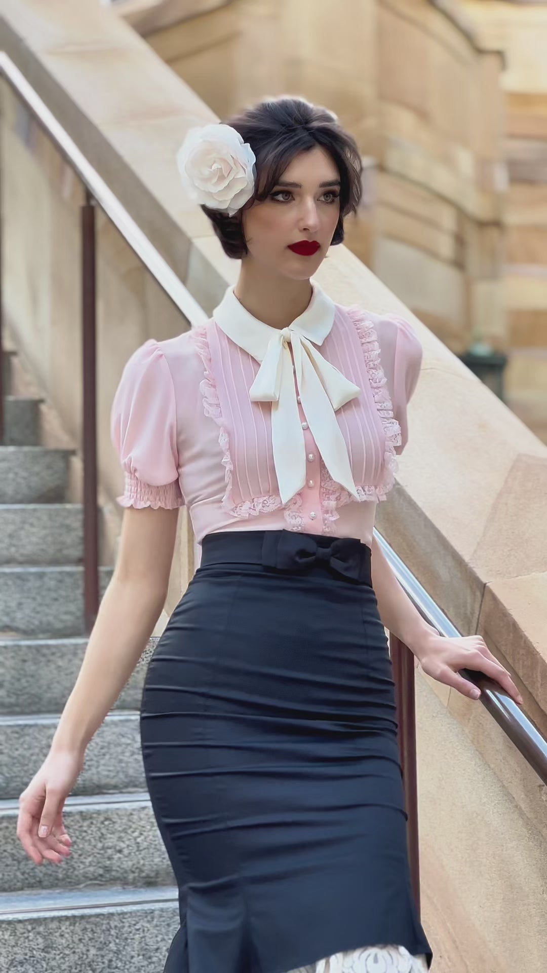 Kitten Noir Blouse (Pink)