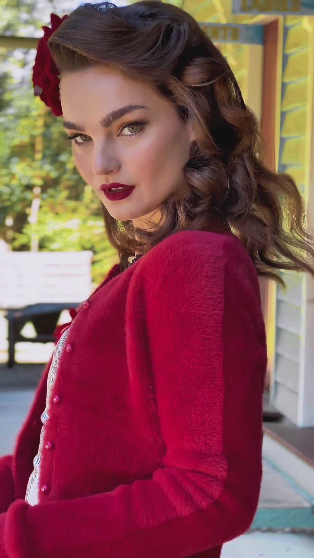 Powder Puff Cardigan (Red)