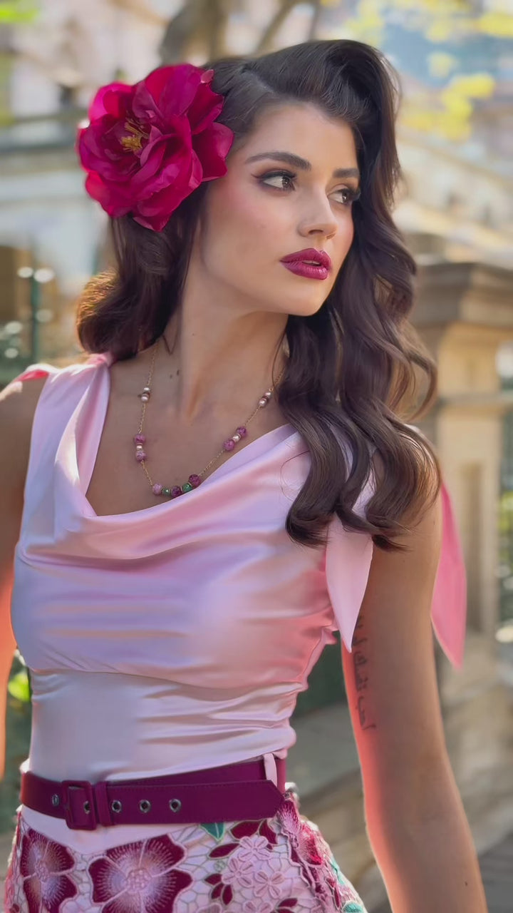 La Vita Romantica Cowl Top (Pink)