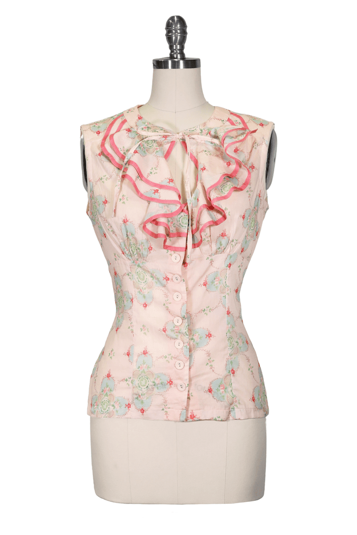 Madame Coco Frill Front Blouse - Kitten D'Amour