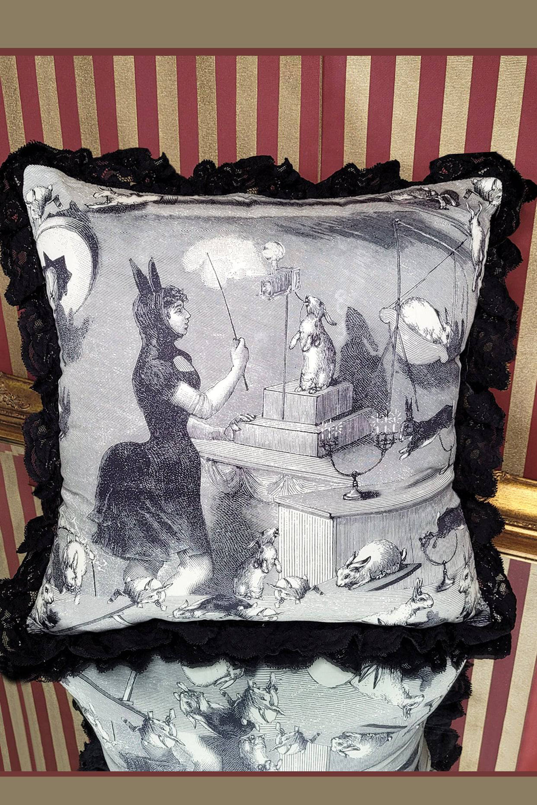Ms Mabel's Amazing Rabbit Circus Cushion - Kitten D'Amour