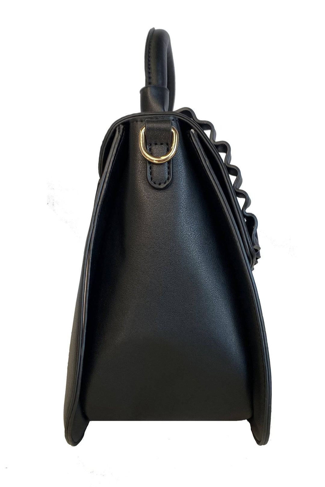 La Parisienne Ruffle Handbag (Black) - Kitten D'Amour